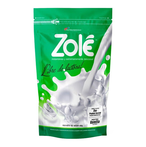 Zolé 450 g Leche de soya NUTRAMERICANPHARMA Bolsa x 0.99 Lb (450g) Zolé, es una deliciosa alternativa elaborada a base de proteína Aislada de Soya, además contiene grasa vegetal y harina de arroz, para personas que deseen consumir alimentos naturalmente libres de lac