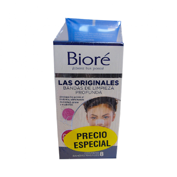 Bandas De Limpieza Profunda Biore x 8 und + Mascarilla Biore x 110 gr x 1 und  