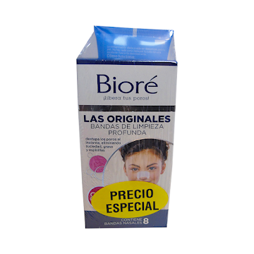 Bandas De Limpieza Profunda Biore x 8 und + Mascarilla Biore x 110 gr x 1 und  