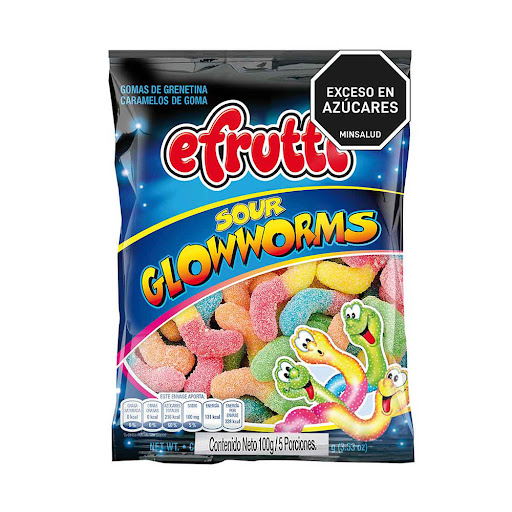 Gomas E.Frutti Sour Glowworms Las Originales Importado x 100 gr