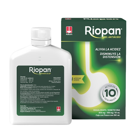 Riopan Magaldrato + Dimeticona 800mg/100mg Adium Gel Frasco x 250 ml