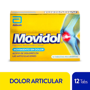 Movidol Ibuprofeno + Acetaminofen + Cafeína 220/250/65mg Abbott Caja x 12 Tabletas  