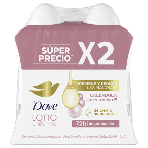Desodorante Mujer Dove Roll On Dermo Aclarante 50 ml Pack x 2 und