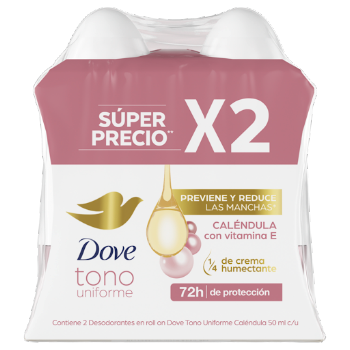 Desodorante Mujer Dove Roll On Dermo Aclarante 50 ml Pack x 2 und  