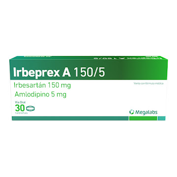 Irbeprex A Irbesartán + Amlodipina 150mg/5mg Garmisch Caja x 30 Tabletas  