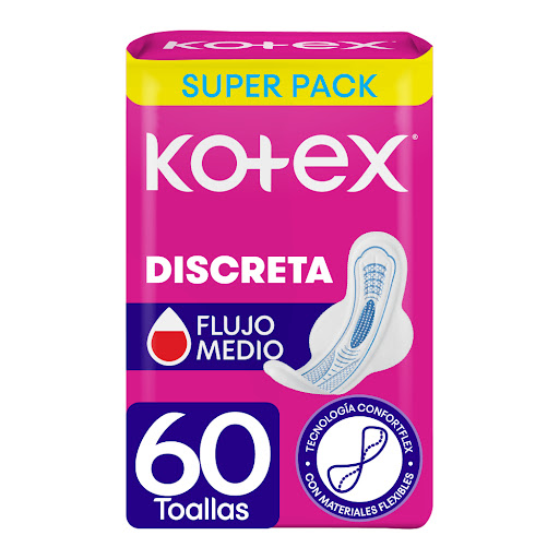 Toallas Femeninas Kotex Discreta Antibacterial Paquete x 60 und