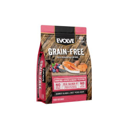EVOLVE C ADULTO GRAIN FREE SALMON 1,58 KG EVOLVE  x 1 Alimento súper premium sin granos para perros, elaborado con salmón como fuente principal de proteína. Enriquecido con ácidos grasos Omega 3 y 6, vitaminas y minerales para una nutrición equilibrada y