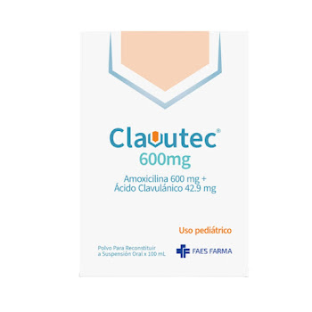Clavutec Pediátrico Amoxicilina + Ácido Clavulánico 600mg/42.9mg Faes Farma Suspensión Caja x 100 ml  