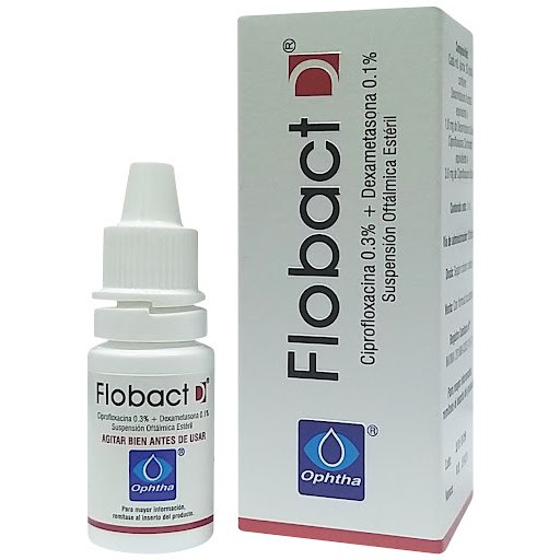 Flobact D Ciprofloxacina + Dexametasona 0.3/0.1% Ophtha Frasco x 5 ml