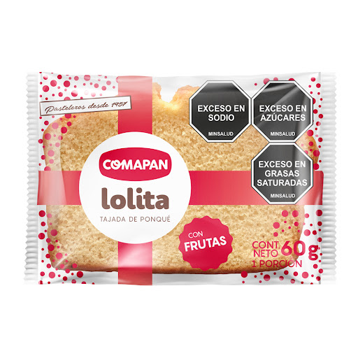 Ponque  Tajada Comapan    Lolita  Frutas x 60 gr