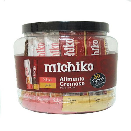 SNACK MICHIKO F BOMBONERA SURTIDA X 50 UNIDADES MICHIKO  x 50 Las Golosinas Cremosas MICHIKO: son un suplemento alimento para suministrar a gatos de todas las edades y razas. Este producto está diseñado para intermitente o alimentación suplementaria solamente.As