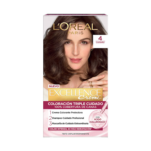 Kit Tinte Loreal Excellence Creme Castaño 4 x 1 und