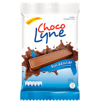Chocolatina Choco Lyne Con Leche Sin Azúcar Paquete 432 gr x 18 und  