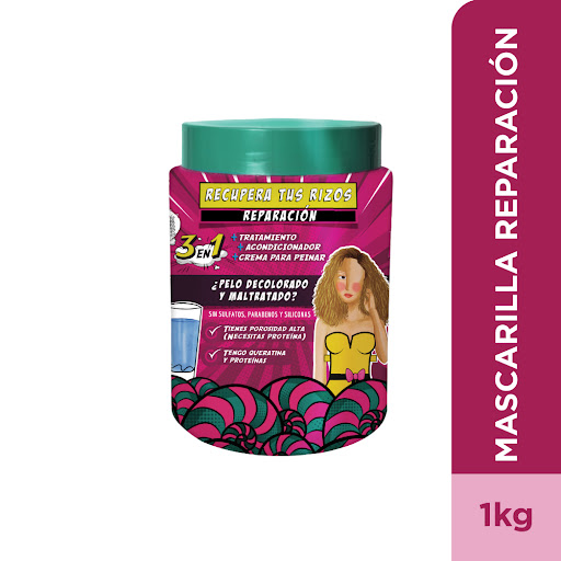 Tratamiento 3 En 1 Ponto Reparación Intensiva Cabello Crespo Tarro x 1000 gr