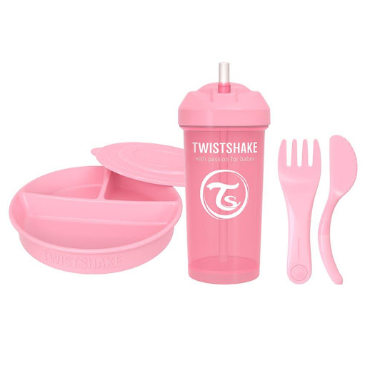 COMBO TWISTPINK ,PLATO, CUBIERTOS Y VASO PITILLO TWISTSHAKE COMBO X 3 UND x 3  