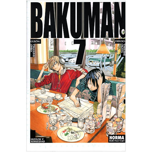 Bakuman No. 7 Editorial Norma Libro x 1.0 BAKUMAN. 07   Autores:Takeshi Obata, Tsugumi Ohba  Colecciones:CÓMIC MANGA  Editoriales:NORMA Editorial  Series:BAKUMAN   LOS AUTORES DE DEATH NOTE NOS DESVELAN LOS ENTRESIJOS DEL MUNDO DEL MANGA.  Tr