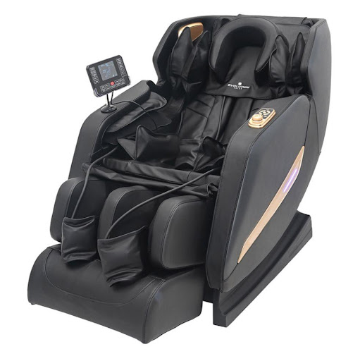 SILLA DE MASAJES EVOLUTION LUXURY EVOLUTION FITNESS Individual x 1 ¡Relájate y disfruta del mejor masaje con la Silla de Masajes Luxury! Con su pantalla táctil de 7, controlar tus sesiones será más fácil que nunca, su cojinería premium te envuelve en comodidad, mien