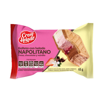 Galleta con Helado Crem Helado Napolitano x 65 gr  