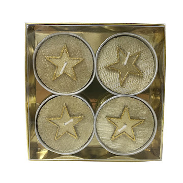 Velas Grand Navideñas Doradas x 4 und  