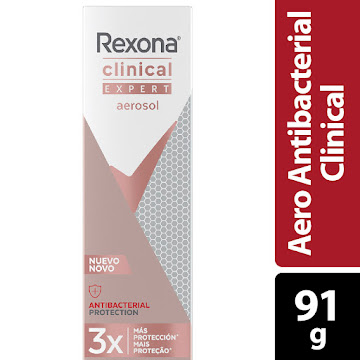 Desodorante Rexona Clinical Mujer Expert Antibacterial Aerosol x 91 gr  