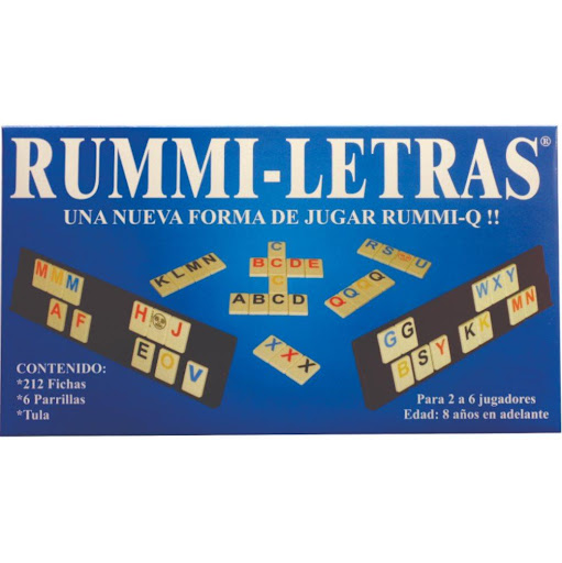 Juego De Mesa Rummi-letras Caja Original Rummi Q  x 1 Un juego de estrategia y palabras basado en el clásico Rummi-Q, con fichas de letras en lugar de números y el doble de fichas para más estrategias y jugadores. Permite jugadas cruzadas y es apto para 