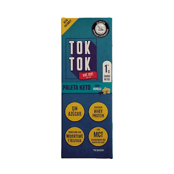 Helado Tok Tok Keto Vainilla Sin azúcar Paleta Frasco x 70 gr   