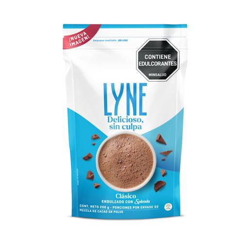 Chocolate Lyne endulzado con Splenda x 200 gr Lyne Bolsa x 1 El chocolate en polvo Lyne endulzado con Splenda es una mezcla de cacao ideal para preparar bebidas calientes o frías sin azúcar añadida. Bajo en calorías y en grasas, ofreciendo el sabor tradicional 