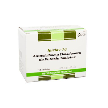 Ipiclav Amoxicilina y Clavulanato de Potasio 875mg/125mg IPCA Caja x 14 Tabletas  