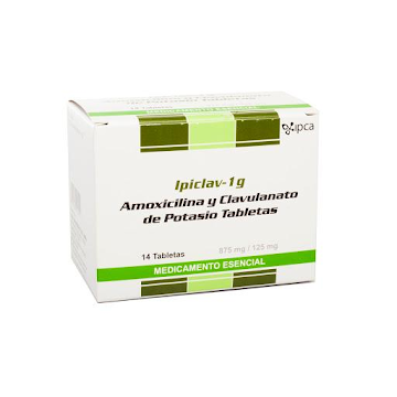 Ipiclav Amoxicilina y Clavulanato de Potasio 875mg/125mg IPCA Caja x 14 Tabletas  