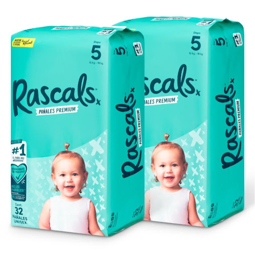 Pañales Rascals Baby Talla 5 13-18 Kg x 2 Paquetes Rascals Baby Paquete x 32 Lleva este maravilloso Set Etapa 5 de Pañales Rascals por 2 paquetes para un total de 64 pañales!. 
Rascals  es el pañal con el mejor desempeño! 
Los padres no somos sabios, serenos y no lo tenemos to