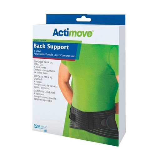 Soporte Deportivo Lumbar Actimove M Actimove Individual x 1 El nuevo soporte de espalda bsn medical actimove, alivia el dolor y disminuye otros malestares manteniendo la zona con un calor equilibrado y dando una adecuada compresión médica. muy cómodo al usarse