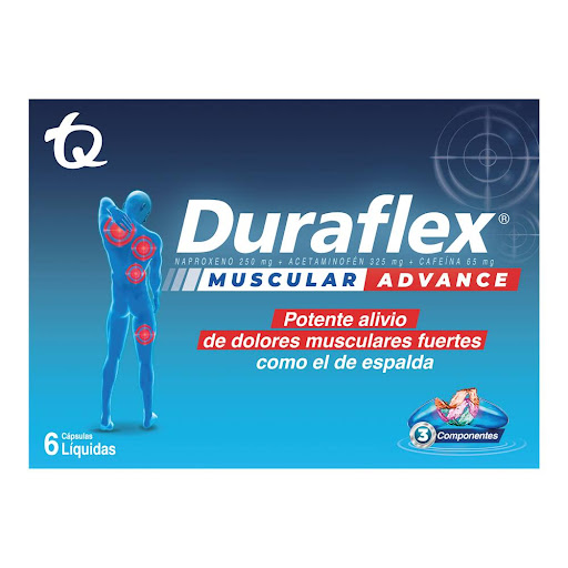 Duralfex Espalda Forte Naproxeno + Cafeína 250mg/65mg Tecnoquimicas Caja x 6 Cápsulas