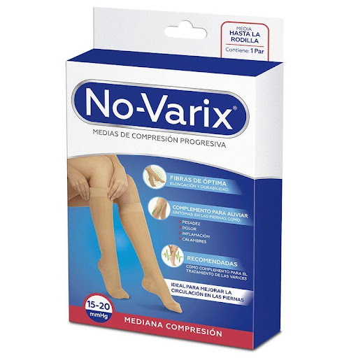 Media de compresión No-Varix mujer 15-20 mmHg  transparente puntera abierta visone XL No- Varix  x 1 