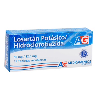 Losartán Potásico/Hidroclorotiazida AG 50mg/12.5mg Caja x 15 Tabletas  