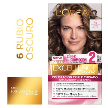 Tinte L´Oreal Excellence Creme Rubio Oscuro 6 238 gr x 2 und  