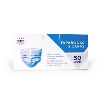 Tapaboca Care Nova 3 Capas Termosellados Caja X 50und   