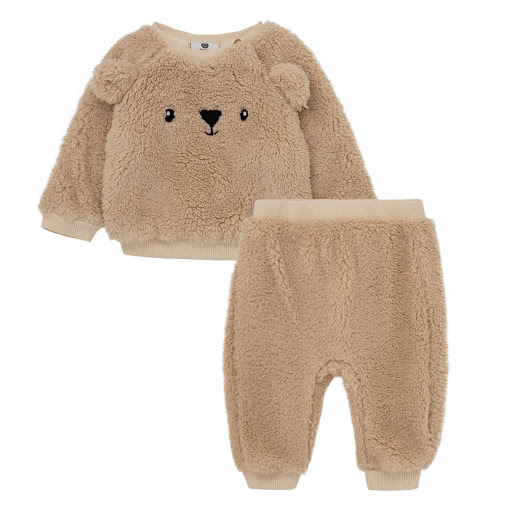 Conjunto Largo OffCorss Peludo 12 Meses Beige x 2 Piezas