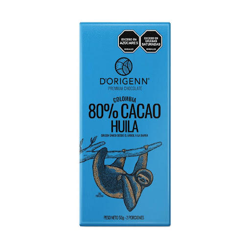 BARRA DE CHOCOLATE DORIGENN 80% HUILA 50 GRM D-ORIGENN CAJA x 1 Chocolate Premium en diferentes % de cacao que te otorgan una gran variedad de notas, sabores y aromas distintivos de cada región