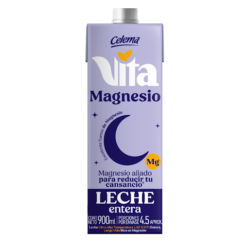 Leche Funcional Uht Vita Magnesio Celema Tapa Rosca Caja x 900 Ml