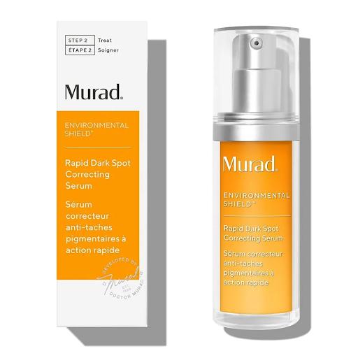 Murad Suero Rápido Anti-Manchas Oscuras Murad Caja x 1 Suero corrector avanzado diseñado para reducir rápidamente la apariencia de manchas causadas por el sol, el envejecimiento o el acné. Contiene niacinamida, resorcinol y extractos botánicos que ilumina