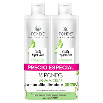 Agua Micelar Ponds   Fruity Hidra Fresh Aloe Frasco 2 und x 300 ml  