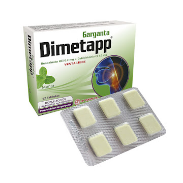 Dimetapp Garganta Benoxinato HCI + Cetilpiridinio 0.2mg/1.0mg Caja x 12 Tabletas  