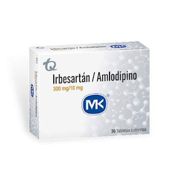 Irbesartán + Amlodipino 300mg/10 mg MK Caja x 30 Tabletas  