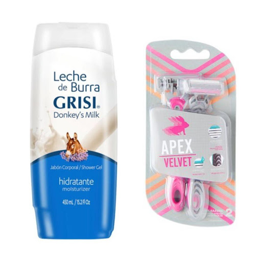 Jabón Liquido Corporal Leche de Burra 450ml - Grisi + Maquina de Afeitar 4 Hojas Dama - Apex GRISI - APEX 1 Unidad de Jabón Liquido + 2 Maquinas de Afeitar x 2 Unidades El Shower Gel Corporal Hidratante Leche de Burra 450ml Grisi. es ideal para el cuidado de la piel de toda la familia.
Su formula rica en proteína de leche limpia, hidrata y suaviza la piel aportándole