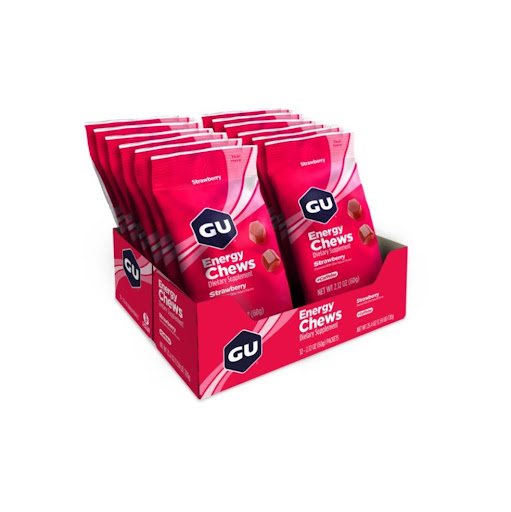 Gomas. Sabor Fresa con Cafeína. Caja x 12 unidades GU Caja x 12 paquetes (cada paquete 16 gomas/2 raciones) x 12 Sabor: Fresa con cafeína

Características:

Doble energía: Fructosa y Maltodextrina

Aminoácidos

Calorías: 90

Sodio:  40 mg

Potasio: 10 mg

Cafeína: 20 mg