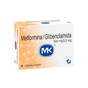 //Metformina 500Mg Glibenclamida 2.5Mg MK Caja x 30Tab  