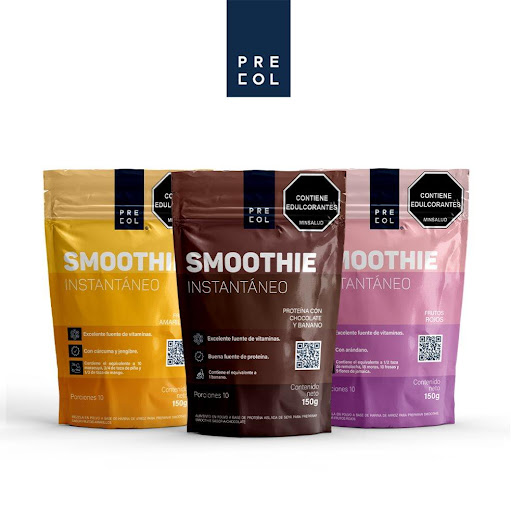 Smoothie + Precol + Frutos Amarillos,Chocolate banano , Futos Rojos + 150 g + Pack 3 und PRECOL 150 gramos cada unidad  x 3  UND  SMOOTHIE INSTANTÁNEO FRUTOS ROJOS es un producto alimenticio en polvo granular que presenta una coloración rosado claro cremoso con notas de aroma y sabor característicos a frutos rojos. Su materia pr
