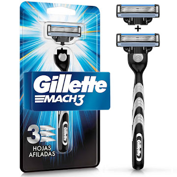 Cuchilla de Afeitar Hombre Gillette Mach 3 + 2 Repuestos Caja x 1 und  