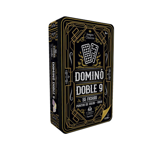 Juegos de Mesa Domino Doble 9 Lata Ronda Ronda Caja x 1 Se el primer jugador en colocar todas las fichas de juego o quedar con el menor puntaje en las fichas de su mano.