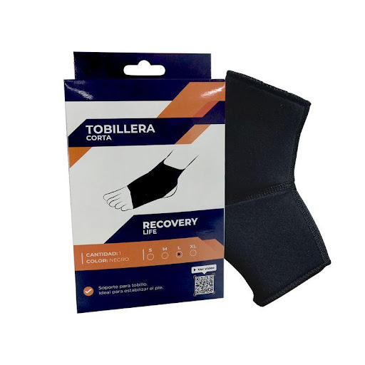 Tobillera corta Recovery Life Talla S Recovery Individual x 1 Ortesis estabilizadora del movimiento del cuello del pie.